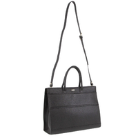 Morrissey Womens Italian Leather Laptop Bag Computer Tote Handbag - Black