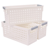 16x Premium Plastic Storage Baskets Bulk w/ Grip Handles 39.5*20.5*19.5cm