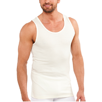 Mens THERMAL Merino Wool Blend Singlet Top Sleeveless Warm Underwear - Natural - Small