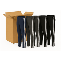 24x Pairs Mens Straight Leg Track Pants Low Pill Elastic Waist Bottoms Bulk (1 Box)