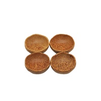 Set of 4 Coconut Wooden Plum Bowl 15cm Natural