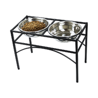Dual Elevated Raised Pet Dog Puppy Feeder Bowl Stainless Steel Food Water Stand