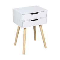 Hendersonville Wooden Bedside Table 2 Drawers Cabinet Storage Tall Night Stand