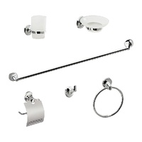 Bathroom Accessories Set 6 Piece Pack Chrome Wall Mounted Easy Fittings