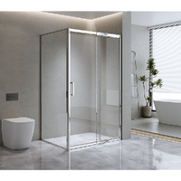 Adjustable 1400x800mm Single Door Corner Sliding Glass Shower Screen in Chrome