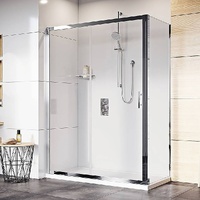 Adjustable 1800x1010mm Single Door Corner Sliding Glass Shower Screen in Chrome