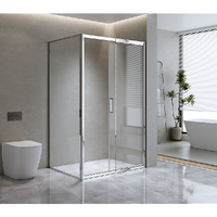 150mm Adjustable (2000x800mm) Single Door Corner Sliding Glass Shower Screen in Chrome