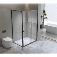 150mm Adjustable (1700x1010mm) Single Door Corner Sliding Glass Shower Screen in Black5