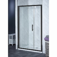 170-185cm Adjustable Wall to Wall Sliding Glass Shower Door in Black