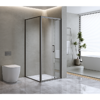 40mm Adjustable Contemporary Corner Sliding Black Shower Screen 86x92cm
