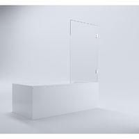 90cm Frameless Swing Bath Panel with Black Hardware