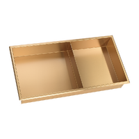 641 x 336 x 101mm Shower Niche Double Shelf Organizer No Tile Needed in Gold