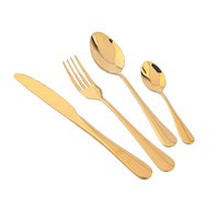 Tableware 24PC Gold Cutlery Set SS304 Household Knife Fork Spoon Kitchen with Storage Rack Dinner Service