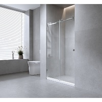 160cm Frameless Glass Sliding Shower Door with Nickel Rail and Hardware