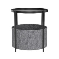 Round Side Table Bedside Storage Basket