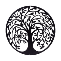 60cm Tree of Life & Birds Round Metal Wall Garden Art Sculpture