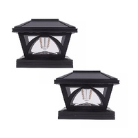 2 Pack Outdoor Flame Light Solar Post Deck Fence Cap