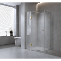 90cm Frameless Diamond Shower Screen with White Brackets and SS Hinges, Round Handle