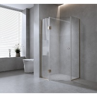 100cm Frameless Diamond Shower Screen with Chrome Channels and SS Hinges & Round Handle