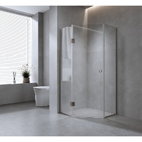 90cm Frameless Diamond Shower Screen with Gold Channels and Brass Hinges & Round Handle