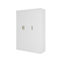 3 Door White Wardrobe – Gold Handles, Hanging Rail & Shelves