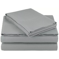 Double Bed Sheet Set – 1800 Series Microfiber, Deep Pocket, Soft & Breathable, Grey