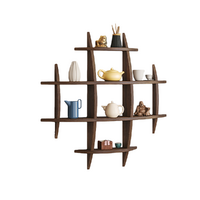 90x90cm Solid Wood Wall Mounted Display Shelf Antique Style Decor