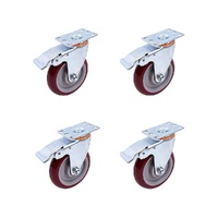 4 Pack 5 Inch Heavy Duty Locking Caster Wheels Swivel Plate Castors