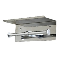 Double Toilet Paper Holder with Shelf Wall Mounted Bathroom Storage