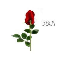 bulk 24 Artificial Single Stem Rose Red 58cmh 15x58cm