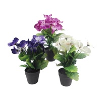 Set 3 Artificial Flowers in Pot Assort 21cm