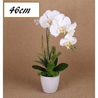 Artificial One Stem Orchid In Plastic Pot 10x46cm