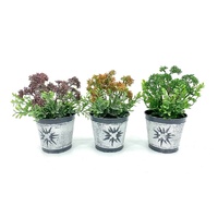 Set 3 Artificial Brocollini In Tin Pot 7x21cm