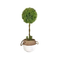 Artificial Single Ball Topiary in Cement Pot 43cm