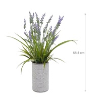 Artificial Lavender in Cement Pot 58cm
