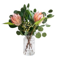 Artificial Protea in Glass Vase 46cm
