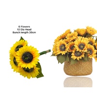 bulk 12 Artificial Sunflower Bunch 6 Flowers 30cm