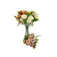 bulk 24 Artificail Rosebush 7 Branches 4 Assorted 10x31cm