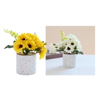 bulk 12 Artificial Sunflower In Pot Assort 20cm