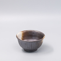 Bowl Deep 18cm Black Ridged Glaze