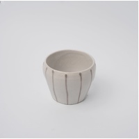 Cup 8cm 160ml Cream Grey Stripe Design