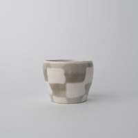 Cup 8cm 160ml Cream Grey Check Design