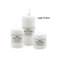 bulk 24 Unscented White Pillar Candle 7x15cm