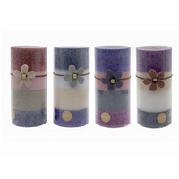 bulk 24 4 Tone Scented Pillar Candle Assort 15cm