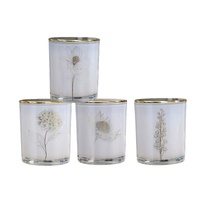 bulk 12 Foiled Botanical Flower  Scented Candle 4 Assort 9cm