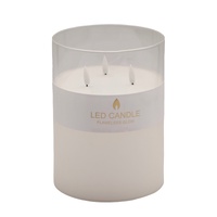 bulk 4 Glass Tube Led Candle 3 Wick 20cm