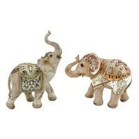 Set 2  Elephant Sculpture 21x28cm