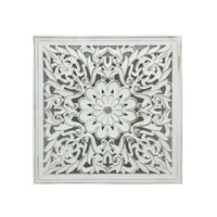 Carved Square Wall Art Antique White 60cm