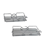 Set 2 Rectangle Silver Mirror Tray 31cm