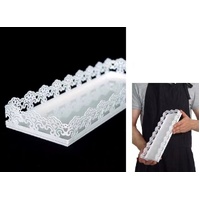 Decorative Rectangle Metal Tray White 30cm